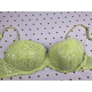 Victorias Secret PINK Neon Green 36DD  Date Push Up Bra Lace